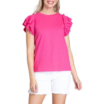 APNY Ruffle Sleeve T-Shirt in Pink