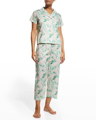 Apoline Cropped Botanical-Print Pajama Set