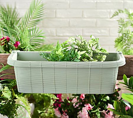 Apollo Exports S/2 24" Faux Wicker Adjustable Railing Planter