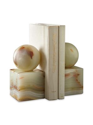 Apollo Onyx Honed Ball-On-Cube 2-Piece Bookend Set - Fossil Stone - Fossil Stone