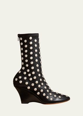 Apollo Stud Leather Wedge Ankle Boots