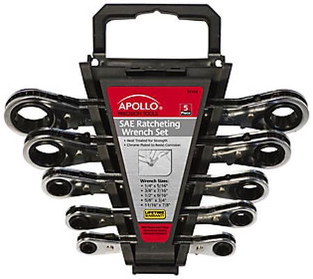 Apollo Tools 5-Piece SAE Ratcheting Wrench Set