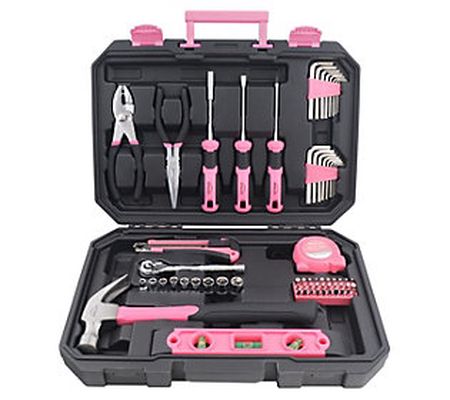 Apollo Tools 65 Piece Household Tool Kit Pink