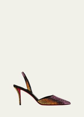 Apostropha Crystal Slingback Red Sole Pumps