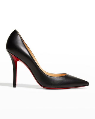 Apostrophy Leather Pointed Red-Sole Pumps