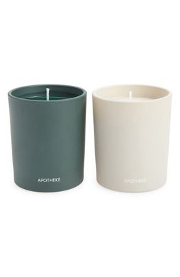 APOTHEKE Black Cypress & Firewood Candle Duo Set in Gold/Green