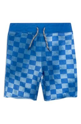 Appaman Kids' Velour Drawstring Shorts in Blue Check