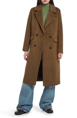 Apparis Aaron Brushed Double Breasted Coat in Pea Green