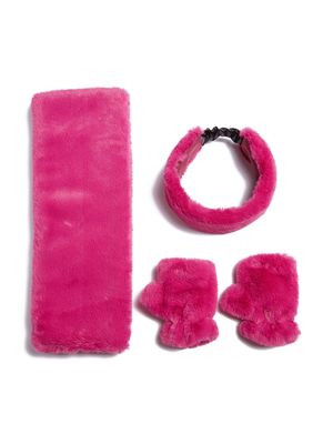 Apparis Abby faux-fur scarf set - Pink