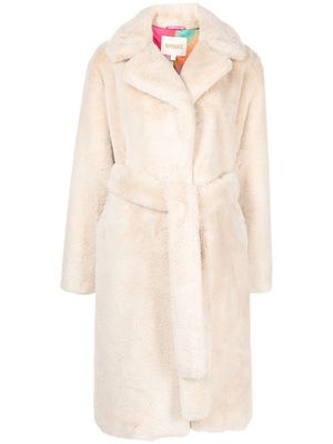 Balenciaga laser-cut faux-fur coat - Neutrals - Shop and save up to 70% ...