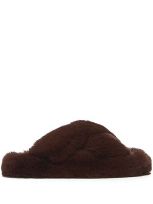 Apparis Biba faux-fur crossover slippers - Brown
