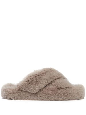 Apparis Biba faux-fur crossover slippers - Grey