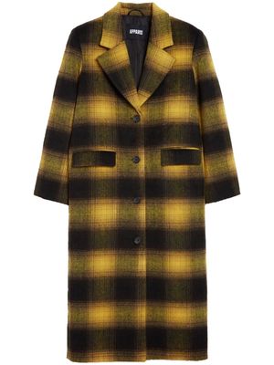 Apparis check-pattern brushed coat - Yellow