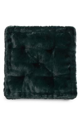 Apparis Claudia Faux Fur Square Floor Pillow in Emerald Green
