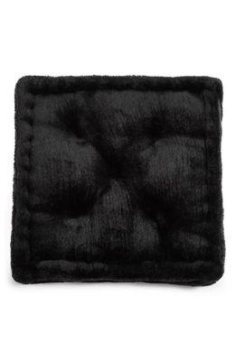 Apparis Claudia Faux Fur Square Floor Pillow in Noir