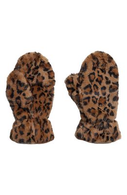 Apparis Coco Faux Fur Mittens in Leopard