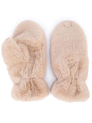 Apparis Coco faux-fur mittens - Neutrals