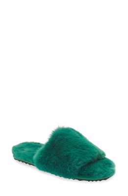 Apparis Diana Faux Fur Slide Slipper in Verdant Green