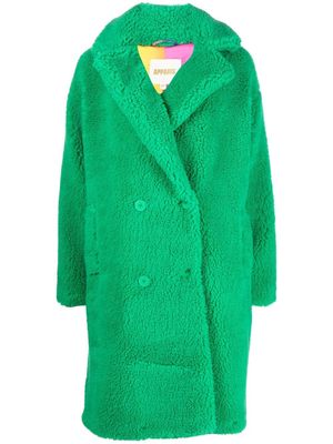 Apparis double-breasted faux-fur coat - Green
