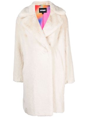 Apparis double-breasted teddy coat - Neutrals