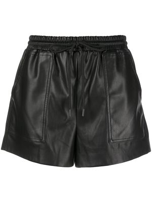 Apparis drawstring faux-leather shorts - Black