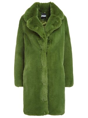 Apparis faux-fur concealed-front fastening coat - Green