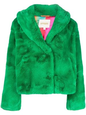 Apparis faux-fur cropped coat - Green
