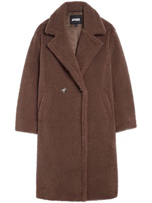 Apparis faux-fur double-breasted coat - Brown