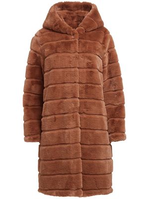 Apparis faux-fur hooded coat - Brown