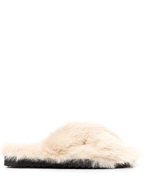Apparis faux-fur open toe slippers - Neutrals