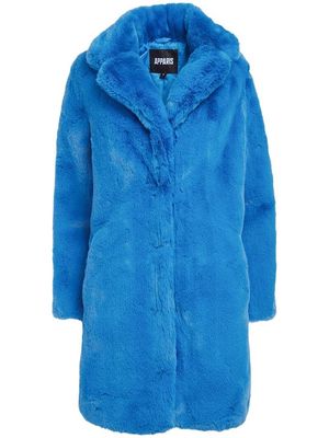 Apparis faux-fur single-breasted button coat - Blue