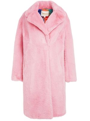 Apparis faux-fur single-breasted coat - Pink