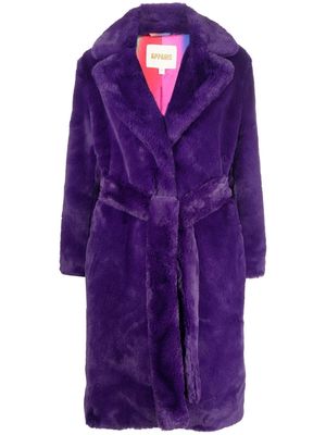 Apparis faux-fur tied-waist coat - Purple