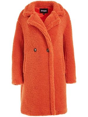 Apparis faux-shearling double-breasted coat - Orange