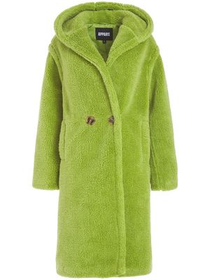 Apparis faux-shearling hooded coat - Green