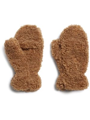 Apparis faux-shearling mittens - Brown
