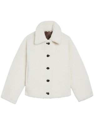 Apparis faux-shearling single-breasted jacket - White