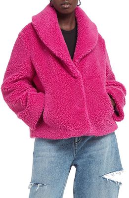 Apparis Fiona Cannaba High Pile Fleece Coat in Strawberry