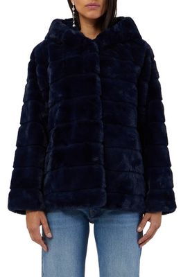 Apparis Goldie Faux Fur Coat in Navy Blue