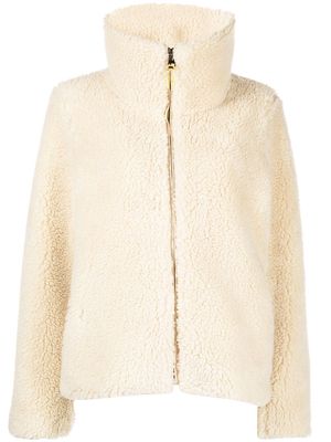 Apparis high-neck faux-shearling coat - Neutrals