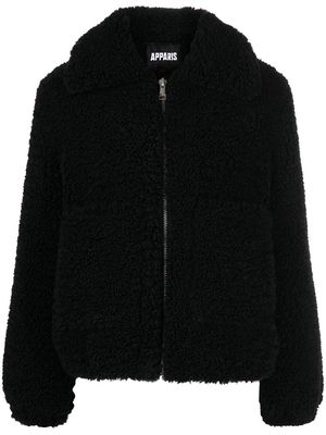 Apparis hooded faux-shearling coat - Black