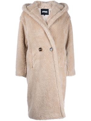 Apparis hooded teddy coat - Neutrals