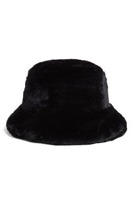 Apparis Kids' Faux Fur Bucket Hat in Noir