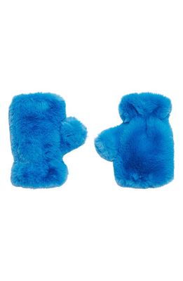Apparis Kids' Faux Fur Fingerless Mittens in Azure Blue