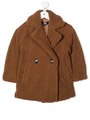 apparis kids faux-shearling double-breasted coat - Brown