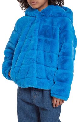 Apparis Kids' Goldie Faux Fur Coat in Azure Blue