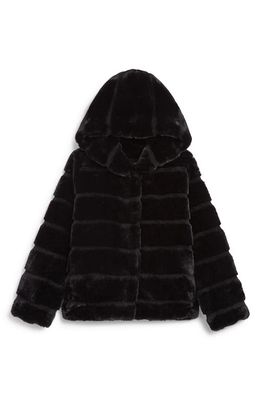 Apparis Kids' Goldie Faux Fur Coat in Noir