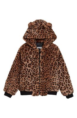 Apparis Kids' Lily Faux Fur Hooded Coat in Leopard