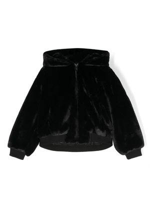 apparis kids Lily hooded faux-fur jacket - Black