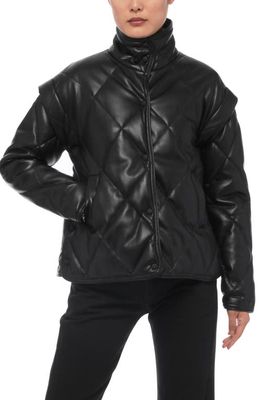 Apparis Liliane Faux Leather Quilted Jacket in Noir